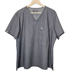 Figs Gray FW1000 Catarina Womens One-Pocket V-neck Scrub Medical Top‎ Size XXL